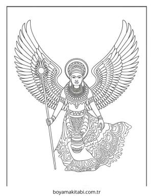 Melek boyama sayfası – renkli çizimler, okul öncesi