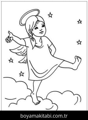 Melek boyama sayfası – sanatsal çalışma, çocuklar için