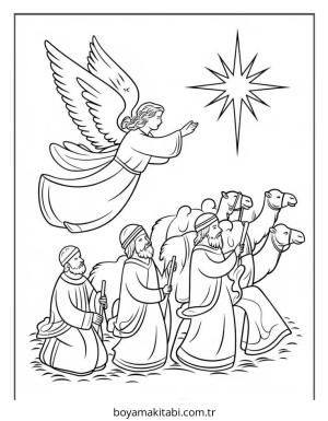 Melek boyama sayfası – çocuk aktivitesi, PDF indir
