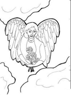 Melek boyama sayfası,  coloring page, Gül ile Melek, 