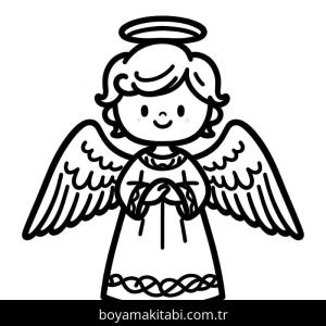 Melek boyama sayfası – sevimli karakter, sanatsal çalışma