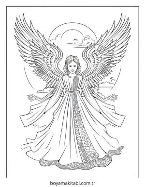 Melek boyama sayfası – sanatsal çalışma, çocuklar için