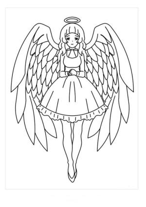 Melek boyama sayfası,  coloring page, Anime Meleği, 