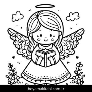 Melek boyama sayfası – çocuklar için, çizgi film temalı