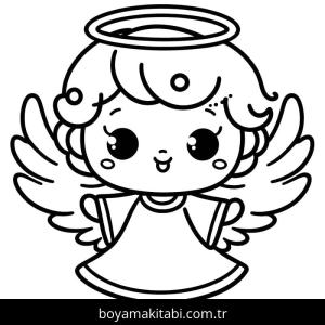 Melek boyama sayfası – çizgi film temalı, basit çizim