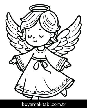 Melek boyama sayfası – basit çizim, kolay boyama