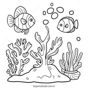 Mercan boyama sayfası – çocuklar için, çizgi film temalı