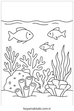 Mercan boyama sayfası – eğlenceli etkinlik, el becerilerini geliştirir