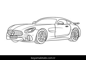 Mercedes boyama sayfası – basit çizim, kolay boyama