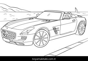 Mercedes boyama sayfası – renkli çizimler, okul öncesi