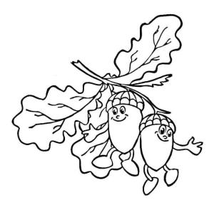 Meşe Palamudu boyama sayfası,  coloring page, Karikatür Meşe Palamutları, 