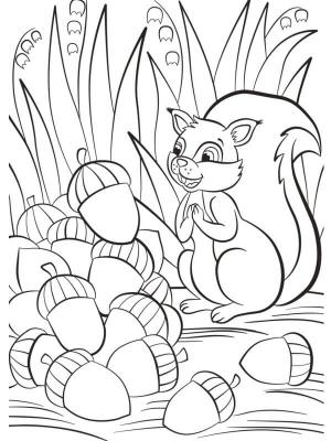 Meşe Palamudu boyama sayfası,  coloring page, Meşe Palamudu ile Mutlu Sincap, 