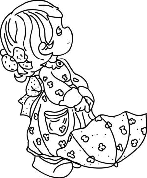 Mevsimler boyama sayfası,  coloring page, Şemsiyeli Küçük Kız, 