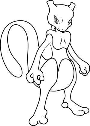 Mewtwo boyama sayfası,  coloring page, Mewtwo Ayakta, 