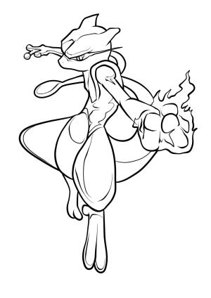 Mewtwo boyama sayfası,  coloring page, Mewtwo Yumruğu, 