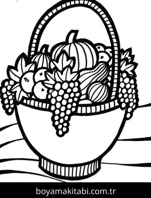 Meyve Sepeti boyama sayfası – okul öncesi, evde etkinlik