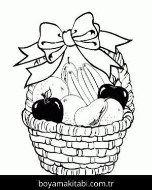 Meyve Sepeti boyama sayfası – evde etkinlik, ücretsiz yazdır