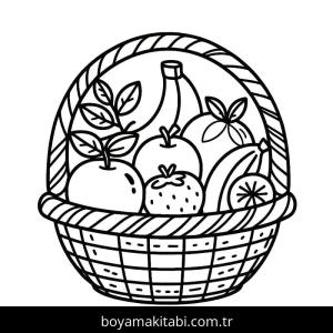 Meyve Sepeti boyama sayfası – eğitici aktivite, yaratıcılık