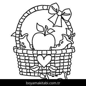 Meyve Sepeti boyama sayfası – basit çizim, kolay boyama