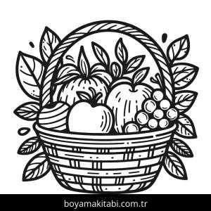 Meyve Sepeti boyama sayfası – boyama etkinliği, çocuk aktivitesi