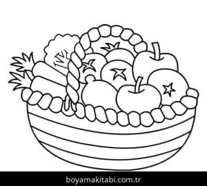 Meyve Sepeti boyama sayfası – yaratıcılık, eğlenceli etkinlik