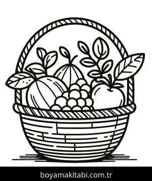 Meyve Sepeti boyama sayfası – çocuklar için, çizgi film temalı