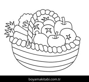 Meyve Sepeti boyama sayfası – kolay boyama, eğitici aktivite