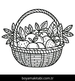 Meyve Sepeti boyama sayfası – boyama çalışması, yaratıcılığı geliştirir