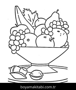 Meyve Sepeti boyama sayfası – sevimli karakter, sanatsal çalışma