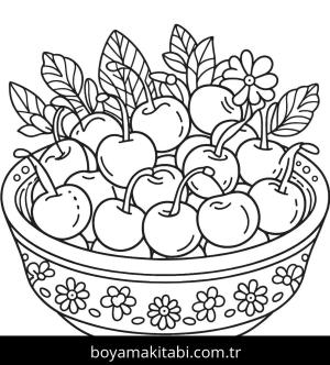 Meyve boyama sayfası,  coloring page, şekilli, mutlu, renkli