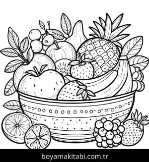 Meyve boyama sayfası,  coloring page, çizgi, harika, canlı