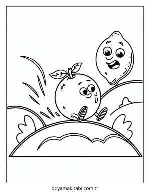 Meyve boyama sayfası – çizgi film temalı, basit çizim