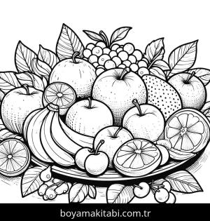 Meyve boyama sayfası,  coloring page, sevimli, ince çizgili, benzersiz