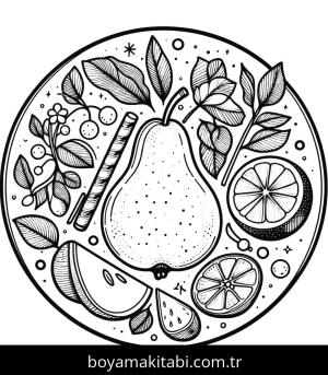 Meyve boyama sayfası,  coloring page, karakterli, şekilli, kolay