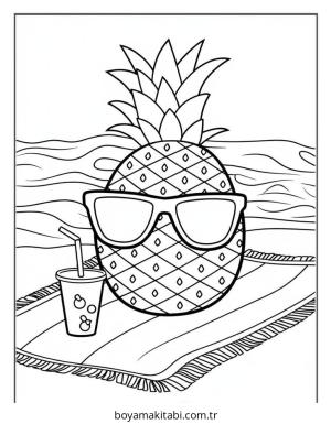 Meyve boyama sayfası – PDF indir, sevimli karakter