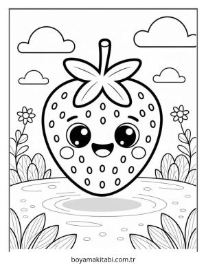 Meyve boyama sayfası – sevimli karakter, sanatsal çalışma