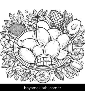 Meyve boyama sayfası,  coloring page, şekilli, eğlenceli, kreatif