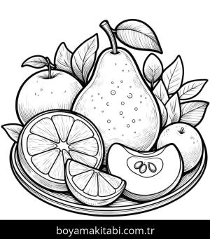 Meyve boyama sayfası,  coloring page, canlı, sevimli, kreatif
