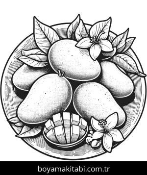 Meyve boyama sayfası,  coloring page, kreatif, yuvarlak hatlı, kolay