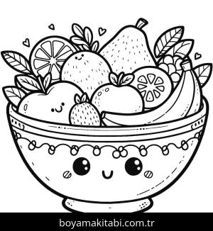 Meyve boyama sayfası,  coloring page, canlı, komik, harika