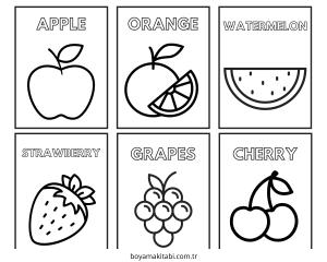 Meyveler boyama sayfası – boyama etkinliği, çocuk aktivitesi