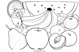 Meyveler boyama sayfası – evde etkinlik, ücretsiz yazdır
