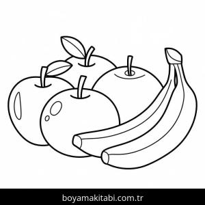 Meyveler boyama sayfası – eğlenceli etkinlik, el becerilerini geliştirir