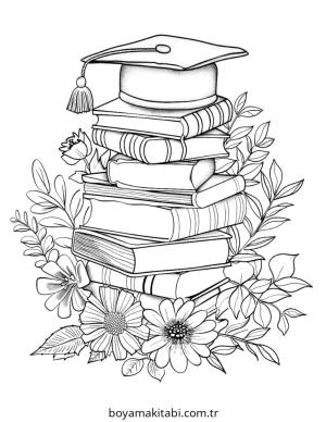 Mezuniyet boyama sayfası – keyifli zaman, renkli çizimler