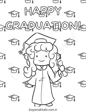 Mezuniyet boyama sayfası – el becerilerini geliştirir, boyama çalışması