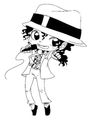 Michael Jackson boyama sayfası,  coloring page, Chibi Michael Jackson Gevşek, 