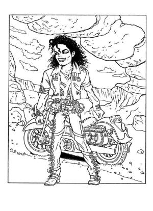 Michael Jackson boyama sayfası,  coloring page, Michael Jackson ve Moto, 