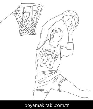 Michael Jordan boyama sayfası – renkli çizimler, okul öncesi