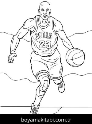 Michael Jordan boyama sayfası – boyama etkinliği, çocuk aktivitesi
