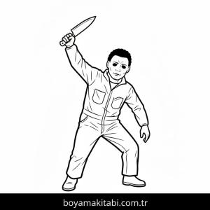 Michael Myers boyama sayfası – PDF indir, sevimli karakter